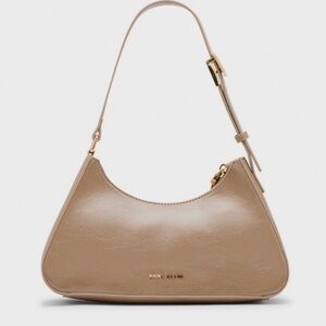 Anne Klein Taupe Shoulder Bag with Gold Hardware